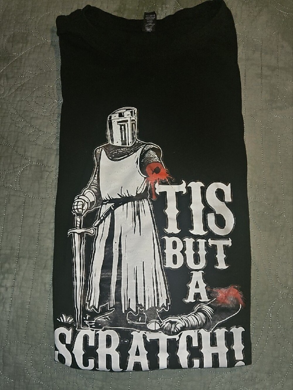Black Graphic 'Tis But a Scratch' Men's T‑Shirt - Picture 2 of 4